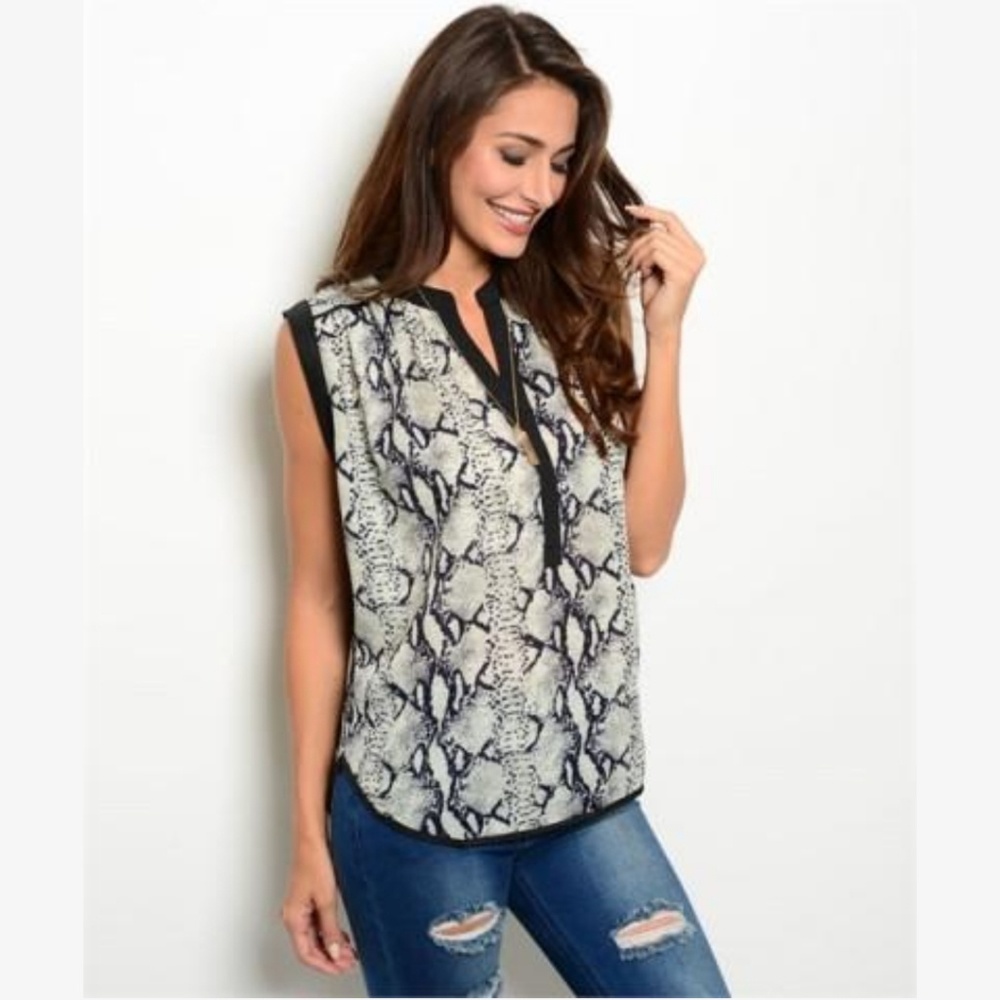 Snakeprint sleeveless blouse